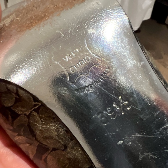 BROWN’S Shoes/Heels Copper Tone Floral Print, Size 39.5, Made In Italy - Picture 8 of 11